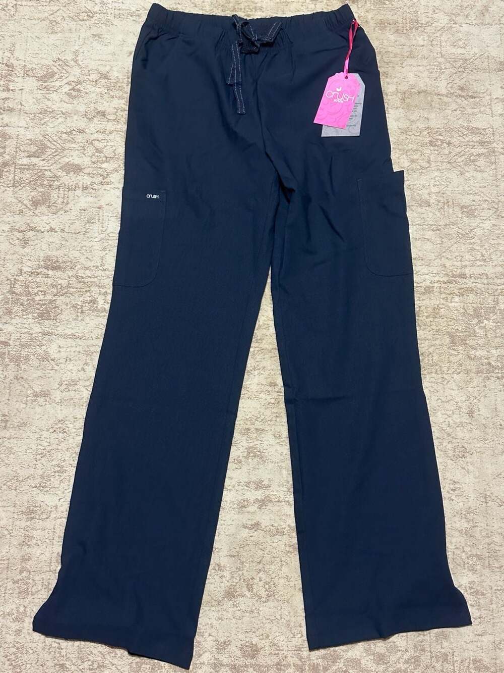 Crush Scrubs Trendy Scrub Pants Size S Navy Drawstring Cargo